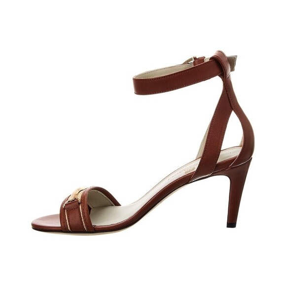 Monica by Bruno Magli Cognac leather stiletto ankle strap open-toe heel Sz 40.5 - Picture 6 of 16